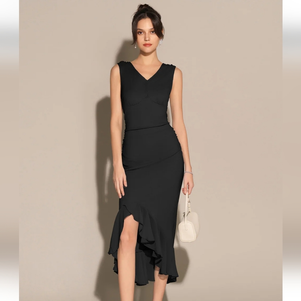 Grace Karin asymmetrical black party dress xl